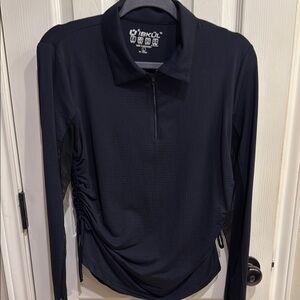 Black Long Sleeve Zip-Up Top